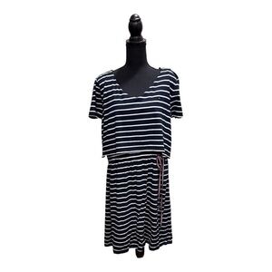 Tommy Hilfiger Dress Womens XL Navy White Striped Short Sleeve Casual Summer